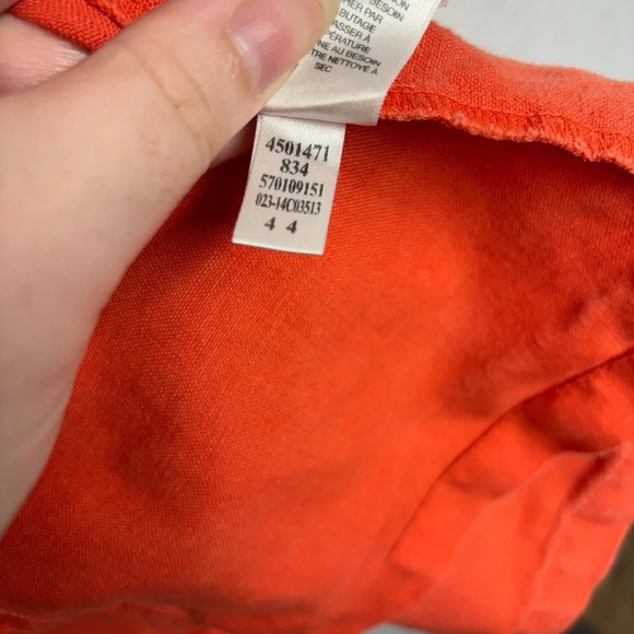 Chico’s 100% Linen Jacket Orange 2 / Medium Roll Sleeve - Picture 5 of 8